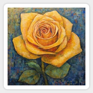 Folk Art Yellow Rose Sticker